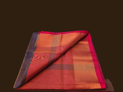 Pure Uppada Pattu Tissue Silk Saree with Contrast Pallu Design Purple & Orange
