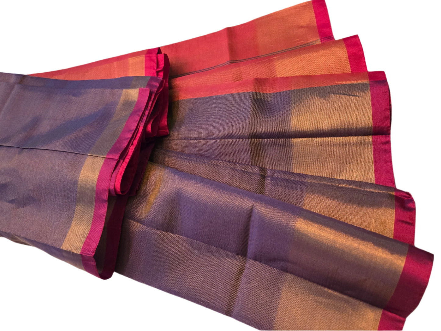 Pure Uppada Pattu Tissue Silk Saree with Contrast Pallu Design Purple & Orange