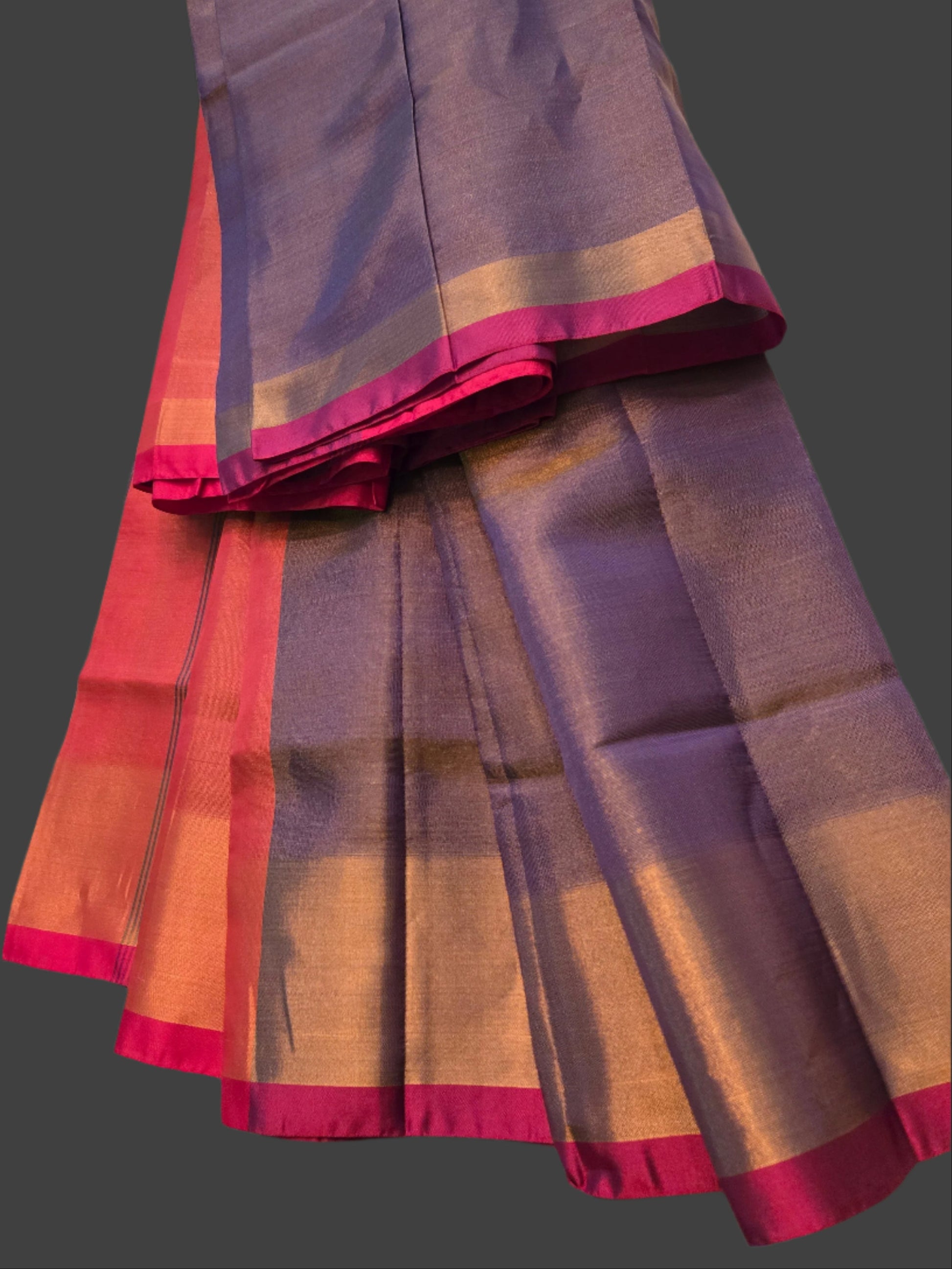 Pure Uppada Pattu Tissue Silk Saree with Contrast Pallu Design Purple & Orange